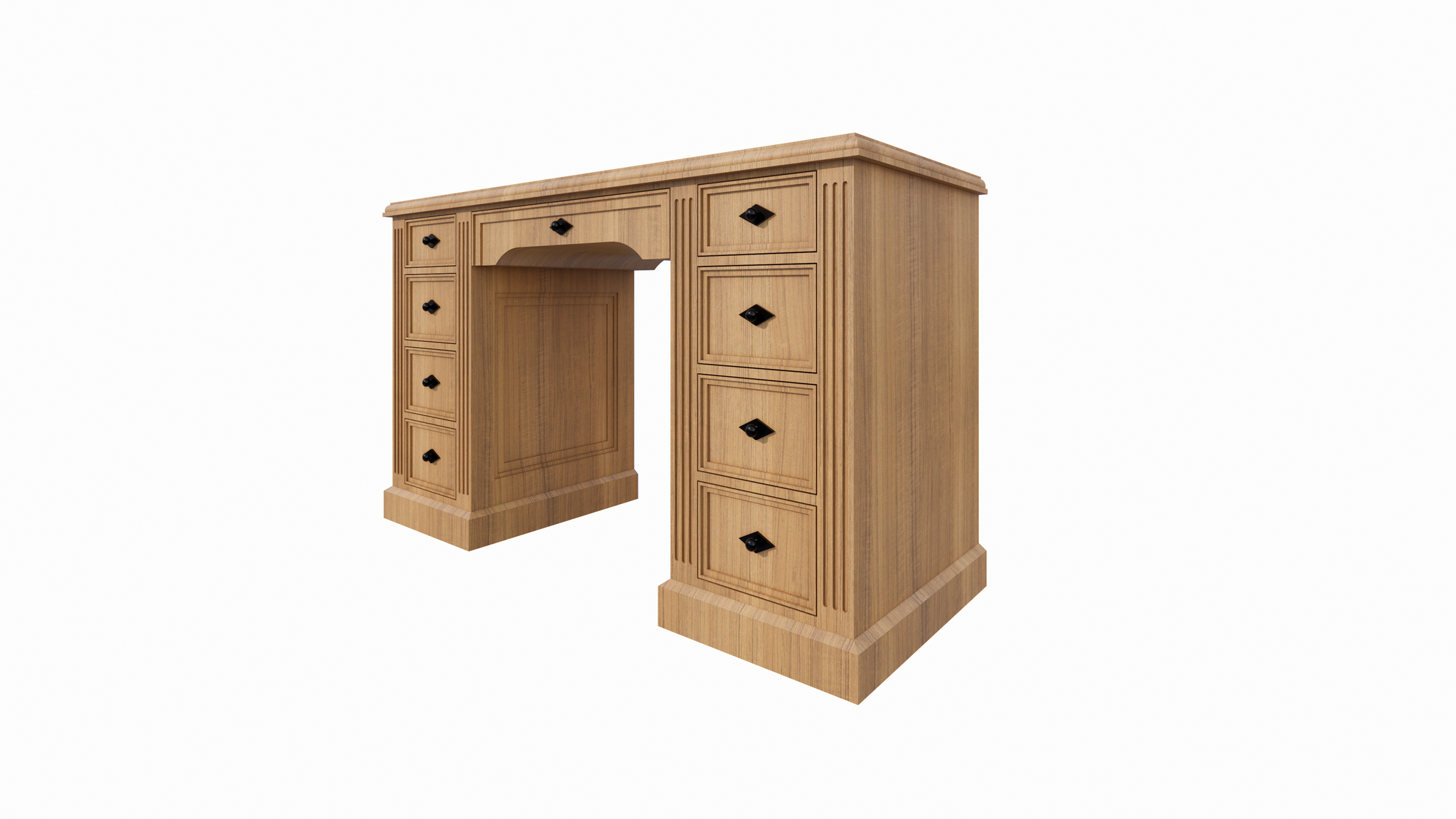 Schreibtisch Mersin - 130x50x79H cm - Eiche - Soft-Close-Schubladen