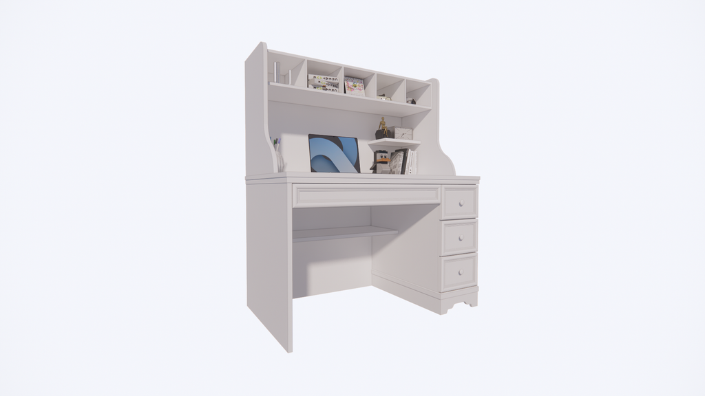 Montpellier Kinderschreibtisch - 110x65x140H cm - offene Regale - 3 Schubladen - ausziehbare Schublade - rustikale Ausführung