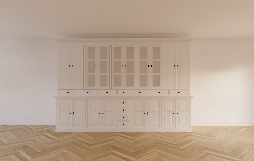 Buffetschrank Bursa - 360x50x250H cm - Vitrinentüren und geschlossene Türen