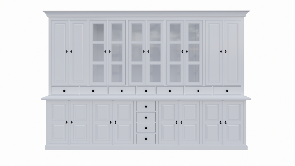 Buffetschrank Bursa - 360x50x250H cm - Vitrinentüren und geschlossene Türen
