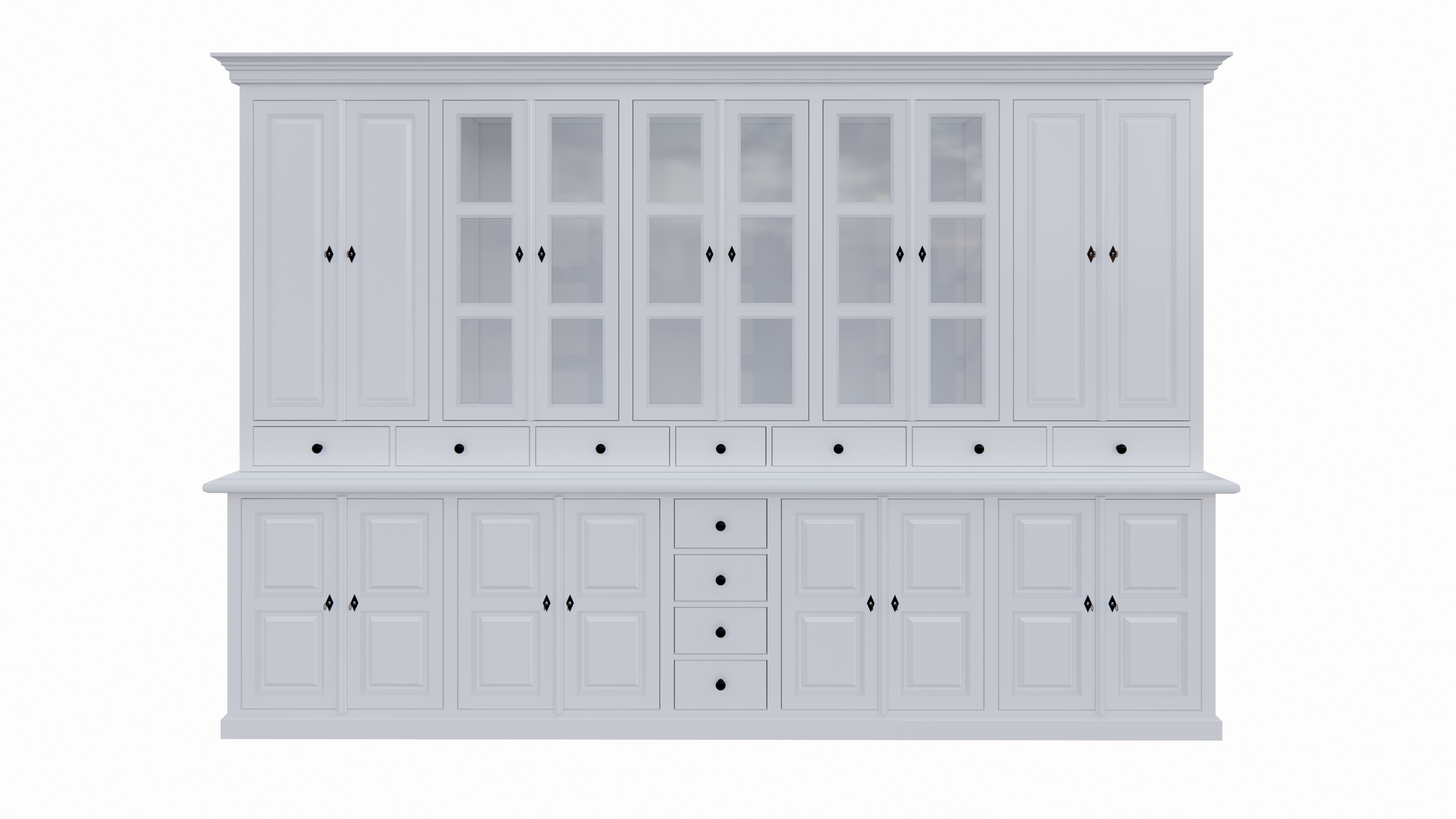 Buffetschrank Bursa - 360x50x250H cm - Vitrinentüren und geschlossene Türen