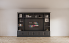 Calgary TV Bücherregal - 330x35/45x245H cm - offene Regale - Flügeltüren