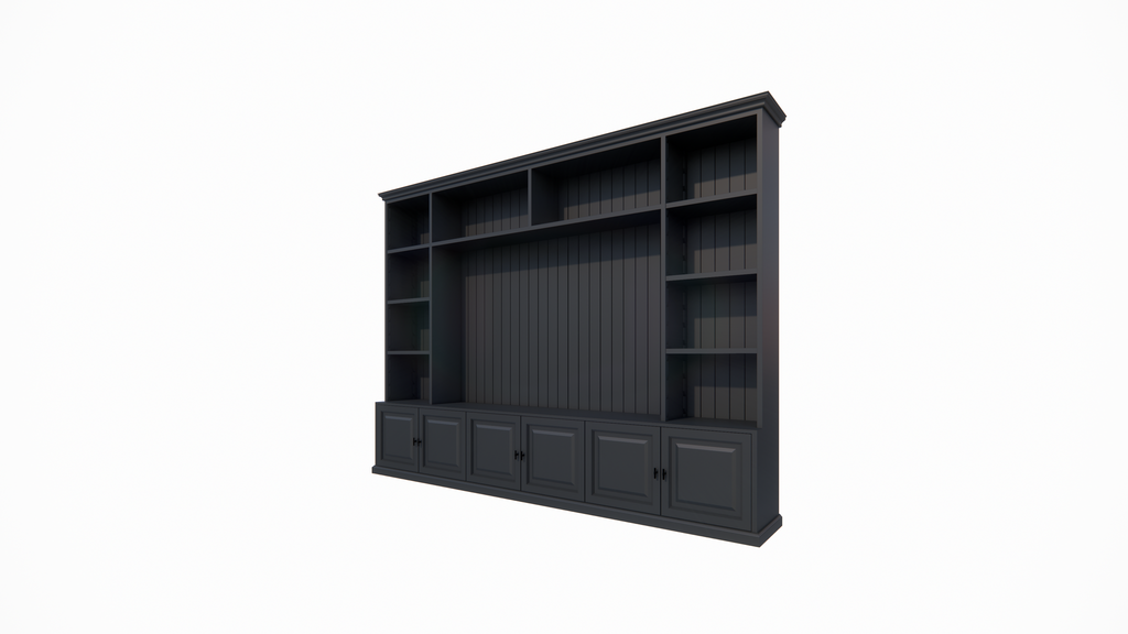 Calgary TV Bücherregal - 330x35/45x245H cm - offene Regale - Flügeltüren