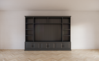 Calgary TV Bücherregal - 330x35/45x245H cm - offene Regale - Flügeltüren