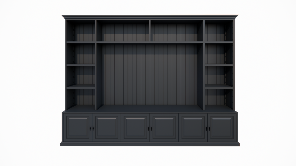 Calgary TV Bücherregal - 330x35/45x245H cm - offene Regale - Flügeltüren