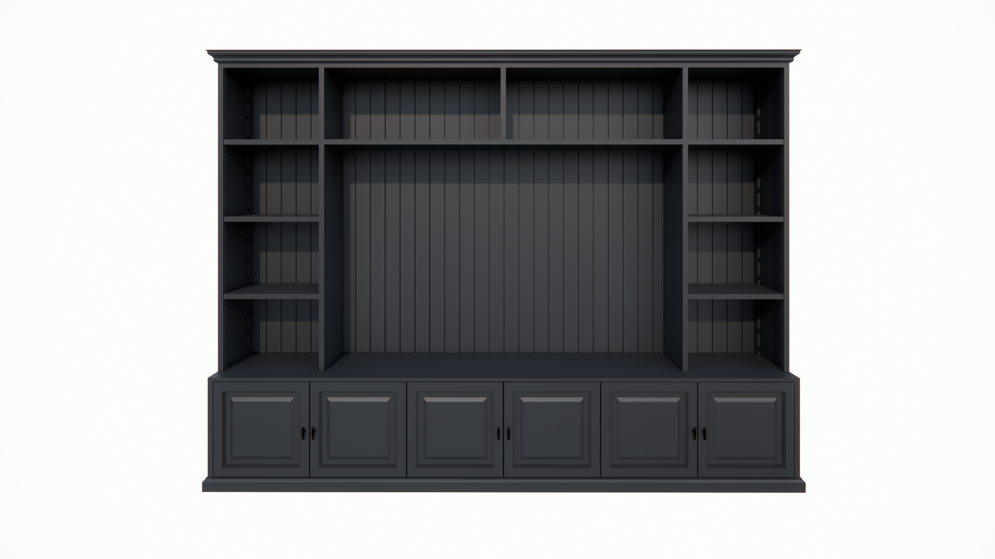 Calgary TV Bücherregal - 330x35/45x245H cm - offene Regale - Flügeltüren