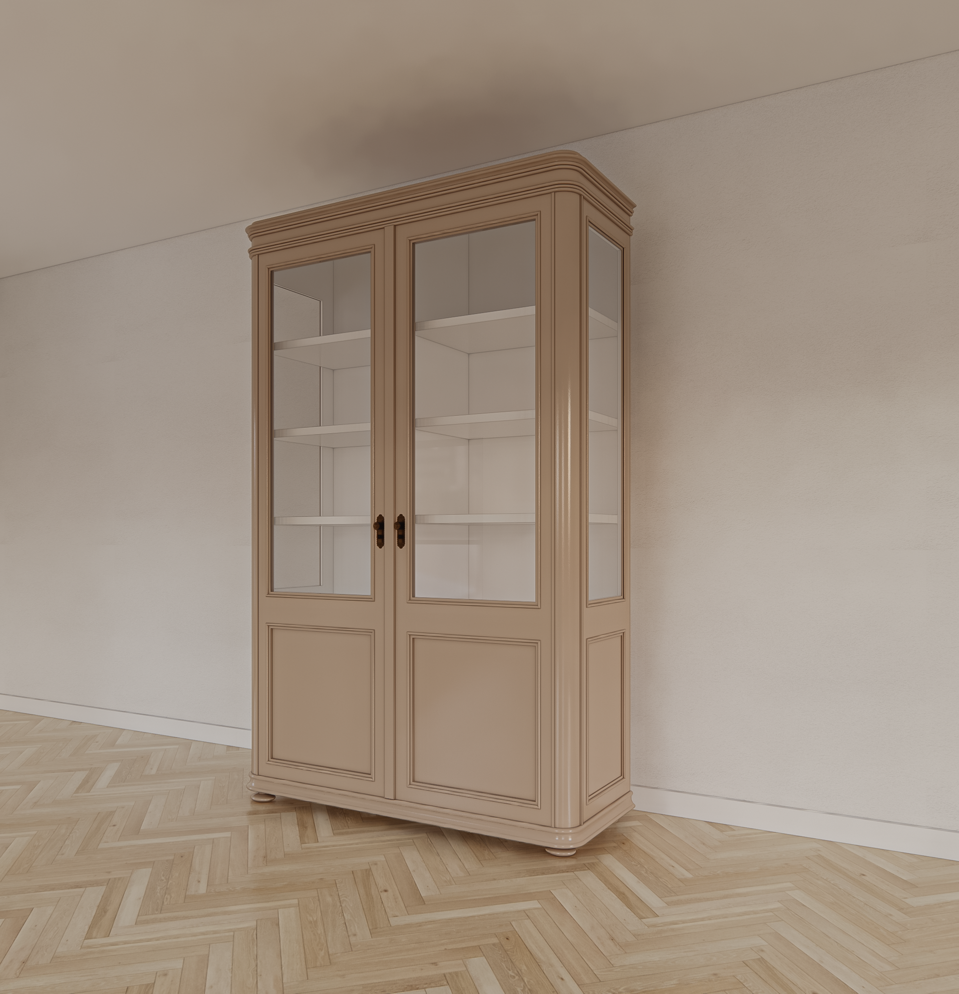 Buffetschrank Cali - 140x50x220H cm - auf Beinen - 2 Türen - teilweise aus Glas