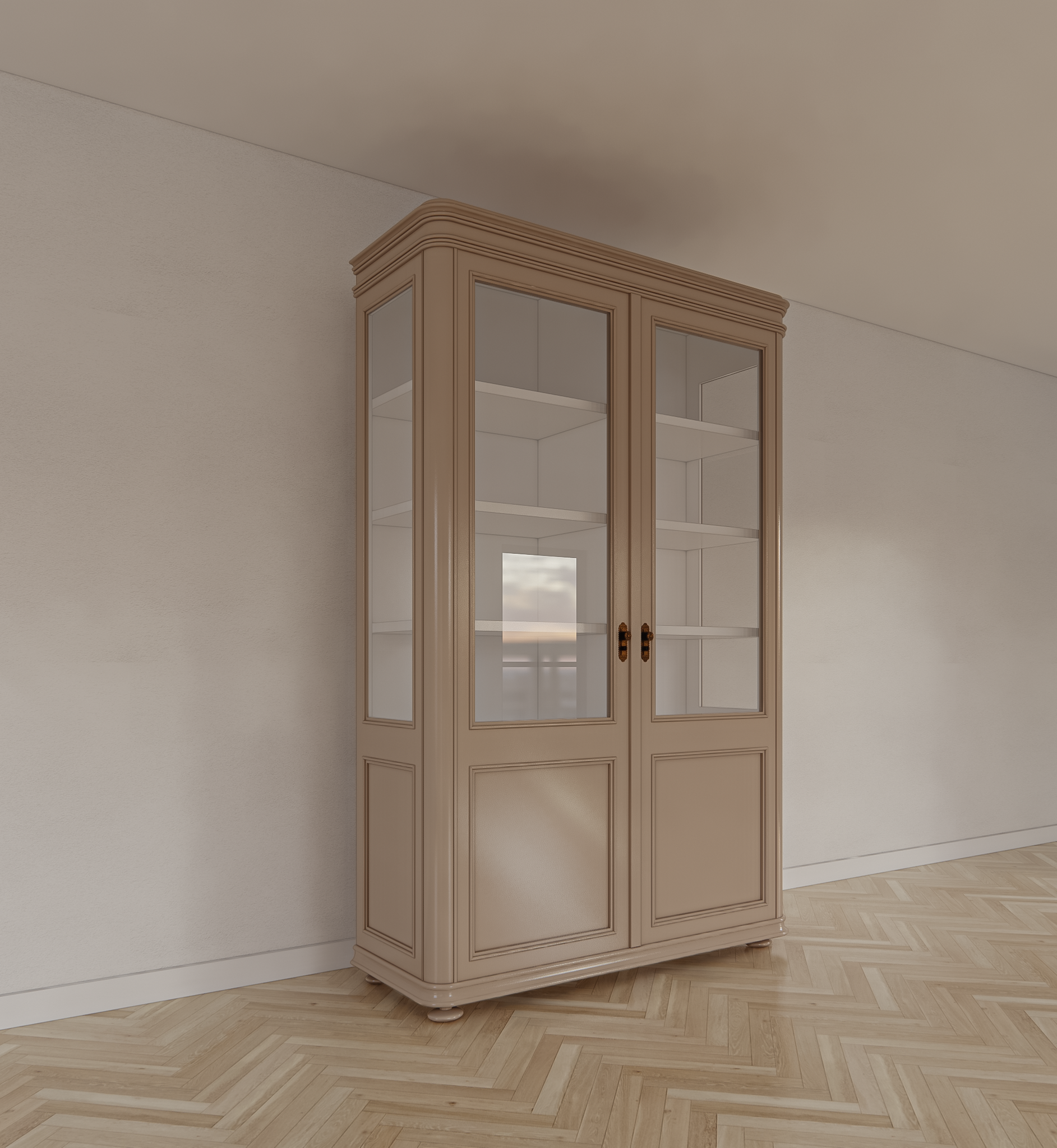 Buffetschrank Cali - 140x50x220H cm - auf Beinen - 2 Türen - teilweise aus Glas