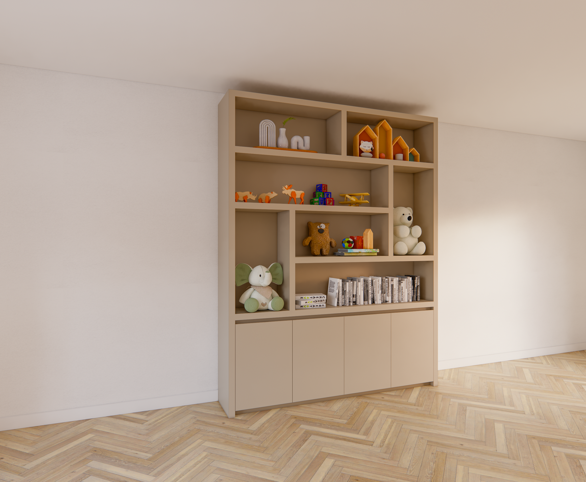 Kommode Calvert - 200x40x253H cm - grifflose Griffe - schwebendes Untergestell - schlankes Design