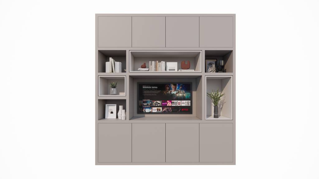 TV-Schrank Chard - 250x45x270H cm - Fach in Fach - Türen zum Öffnen mit Druckknopf - schlichte Ausführung