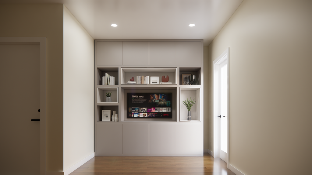 TV-Schrank Chard - 250x45x270H cm - Fach in Fach - Türen zum Öffnen mit Druckknopf - schlichte Ausführung