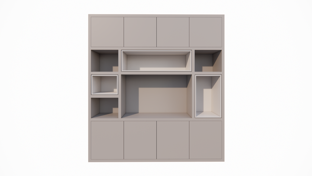 TV-Schrank Chard - 250x45x270H cm - Fach in Fach - Türen zum Öffnen mit Druckknopf - schlichte Ausführung