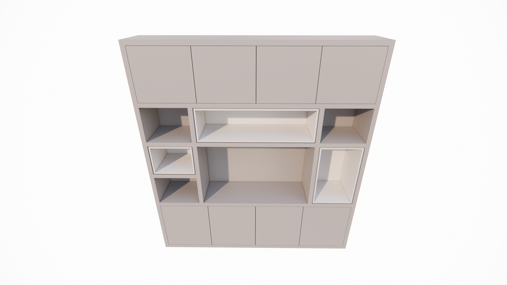TV-Schrank Chard - 250x45x270H cm - Fach in Fach - Türen zum Öffnen mit Druckknopf - schlichte Ausführung