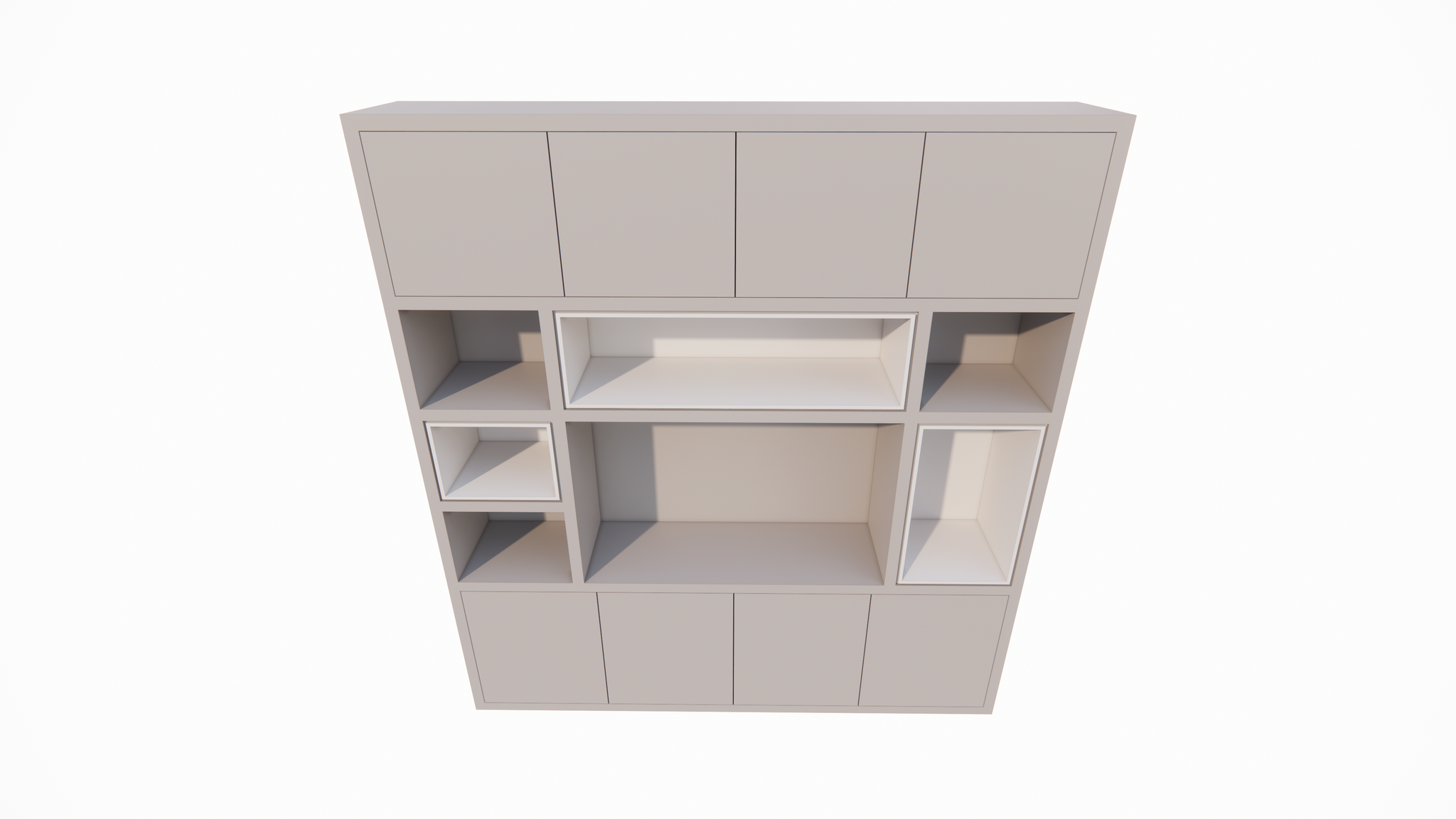 TV-Schrank Chard - 250x45x270H cm - Fach in Fach - Türen zum Öffnen mit Druckknopf - schlichte Ausführung