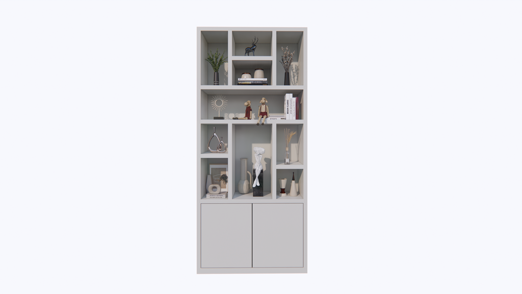 Charleroi Fächerschrank - 110x35x245H cm - 4cm Fachbodenstärke - 10 offene Fächer - 2 push-to-open Türen