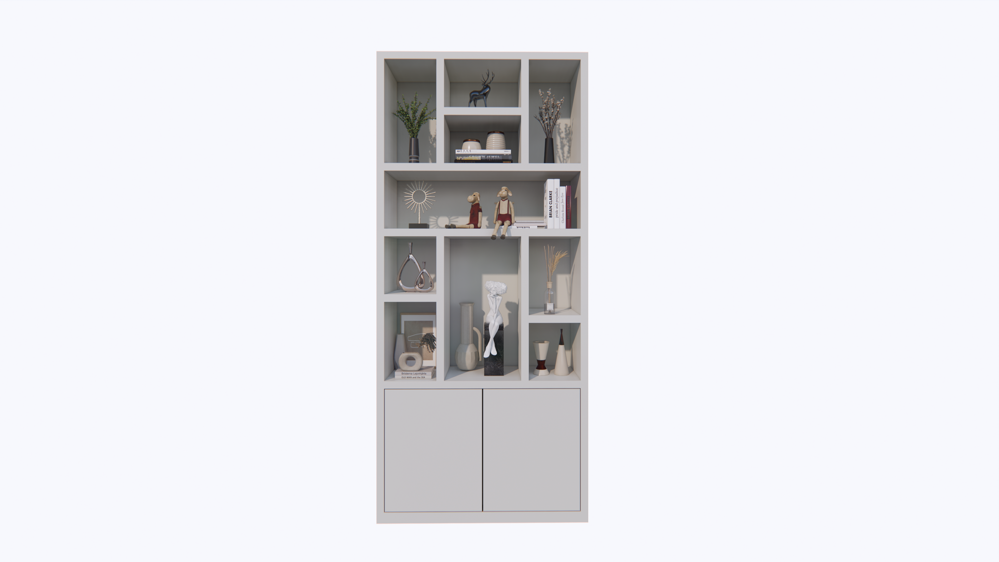 Charleroi Fächerschrank - 110x35x245H cm - 4cm Fachbodenstärke - 10 offene Fächer - 2 push-to-open Türen