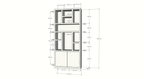 Charleroi Fächerschrank - 110x35x245H cm - 4cm Fachbodenstärke - 10 offene Fächer - 2 push-to-open Türen