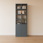 Raumteiler Agudo - 85x45x257H cm - push-to-open Türen - offene Fächer - beidseitig saubere Verarbeitung
