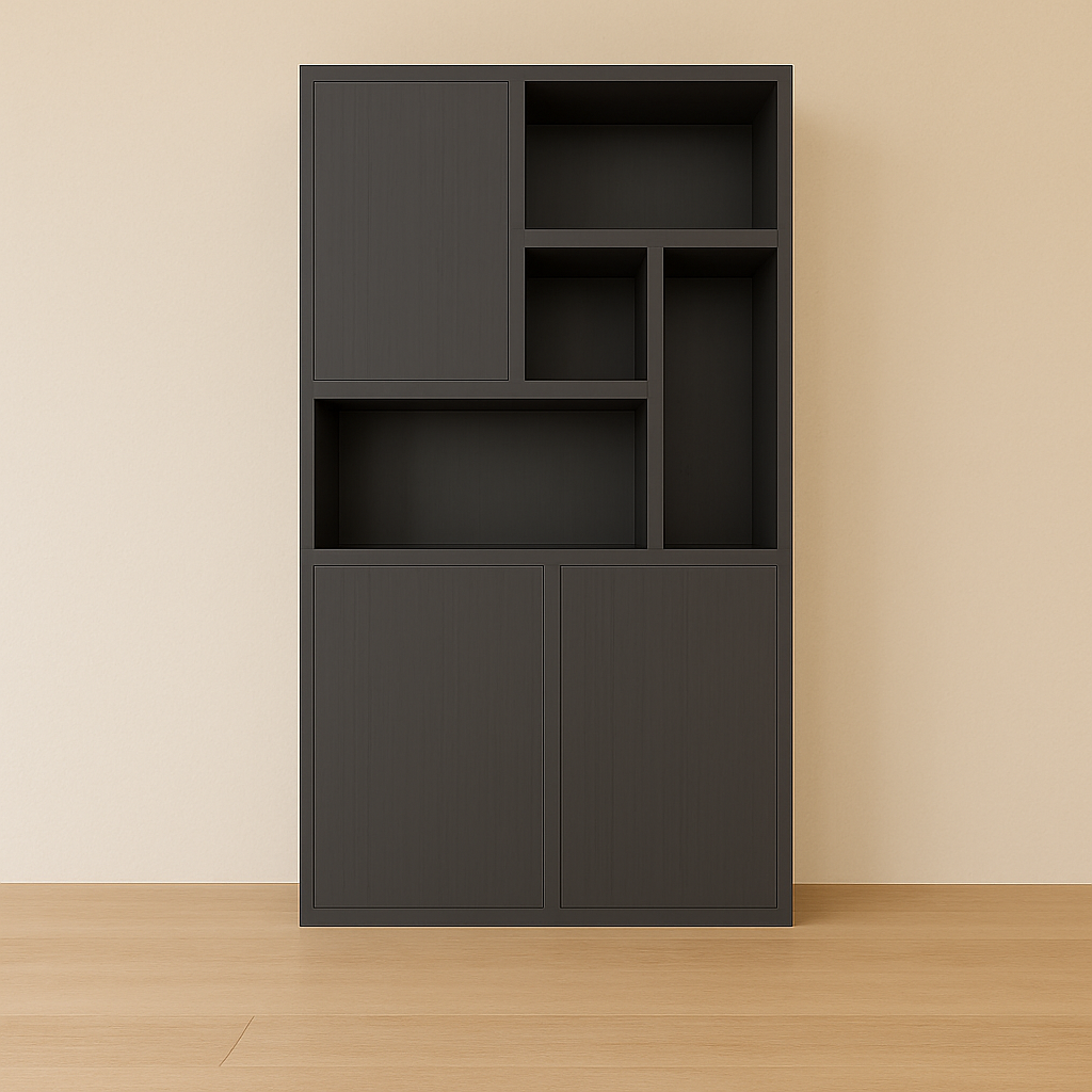 Fächerschrank faro 01 - 124x44x200H cm - geschlossene Türen im Oberschrank - push-to-open Türen - schlankes Design