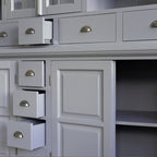 Sideboard Chaumont - 210x50x220H cm - offene Fächer - 2 Vitrinentüren - 9 Schubladen - 4 geschlossene Flügeltüren