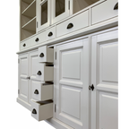 Sideboard Chaumont - 210x50x220H cm - offene Fächer - 2 Vitrinentüren - 9 Schubladen - 4 geschlossene Flügeltüren