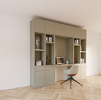 Chauny Schreibtischschrank - 280x40x250H cm - Push-to-Open-Türen - Push-to-Open-Schubladen - 4cm Fachbodenstärke - glatte Oberfläche
