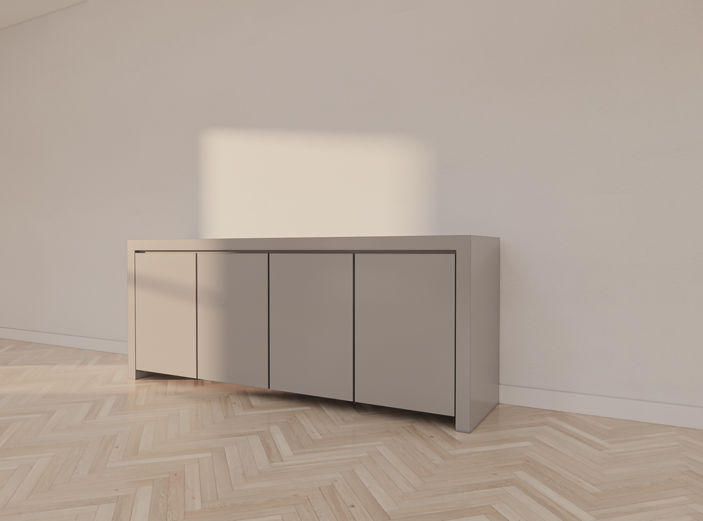 Chaves Sideboard - 200x50x80H cm - grifflose Türen - 4 Push-to-open-Türen - schlankes Design
