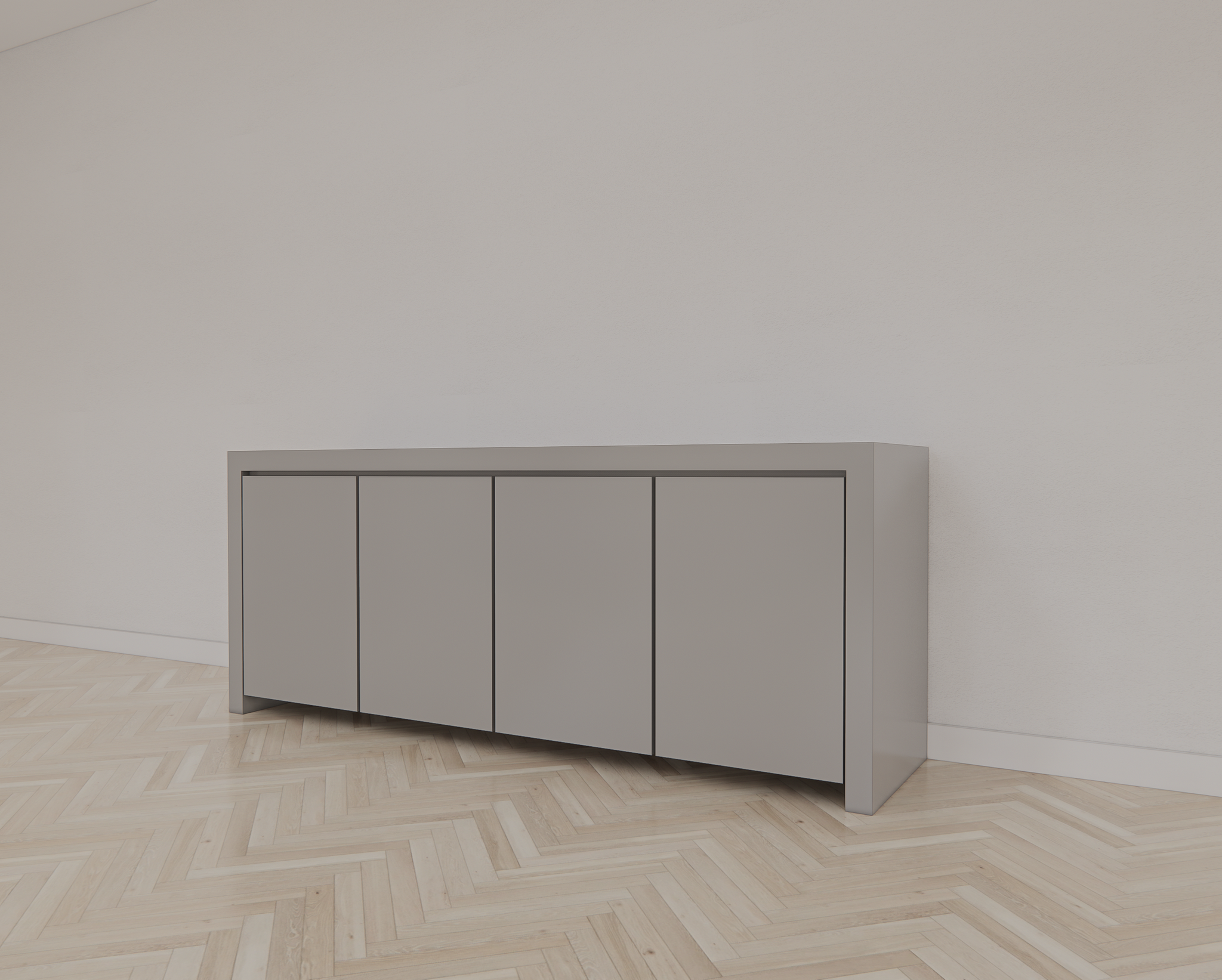 Chaves Sideboard - 200x50x80H cm - grifflose Türen - 4 Push-to-open-Türen - schlankes Design
