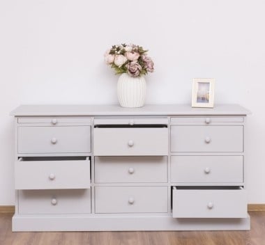 Kommode Bora Bora - 160x50x80H cm - 9 Soft-Close-Schubladen - 3 ausziehbare Einlegeböden - schlichte Ausführung
