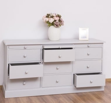 Kommode Bora Bora - 160x50x80H cm - 9 Soft-Close-Schubladen - 3 ausziehbare Einlegeböden - schlichte Ausführung