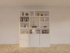 Cinque Regal - 180x40x220H cm - grifflose Push-to-Open-Türen - offene Regale - schlankes Design - 5cm Bodenstärke