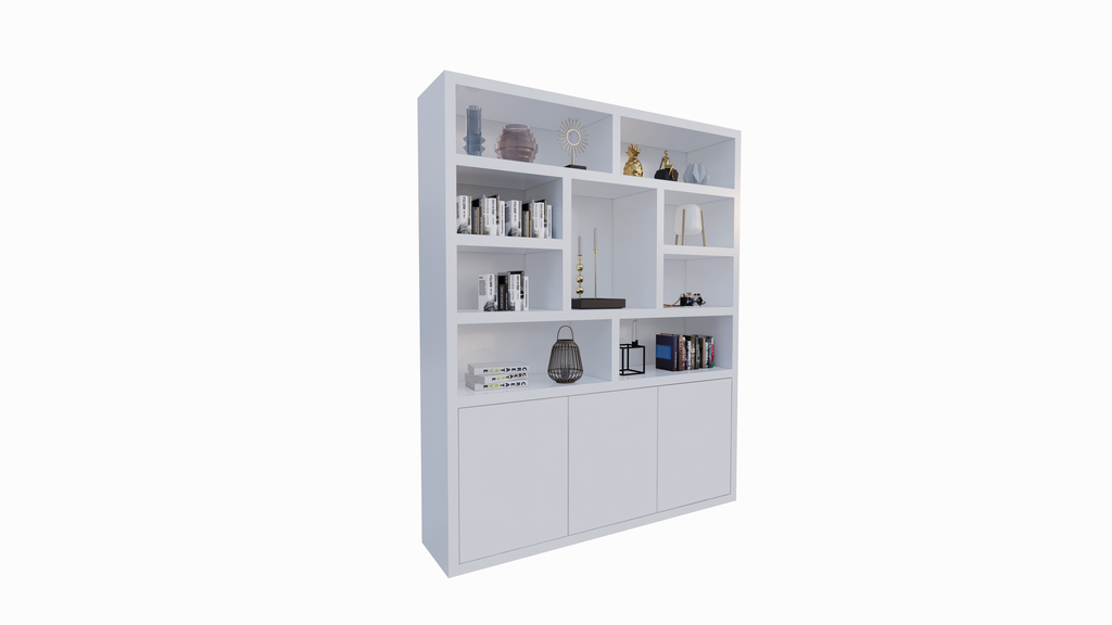 Cinque Regal - 180x40x220H cm - grifflose Push-to-Open-Türen - offene Regale - schlankes Design - 5cm Bodenstärke