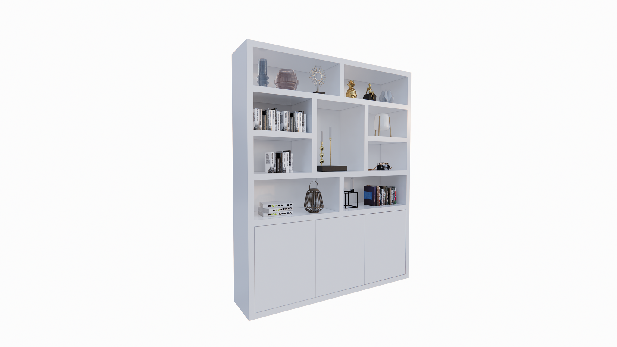 Cinque Regal - 180x40x220H cm - grifflose Push-to-Open-Türen - offene Regale - schlankes Design - 5cm Bodenstärke