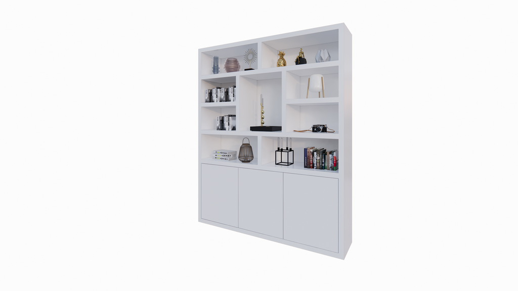 Cinque Regal - 180x40x220H cm - grifflose Push-to-Open-Türen - offene Regale - schlankes Design - 5cm Bodenstärke