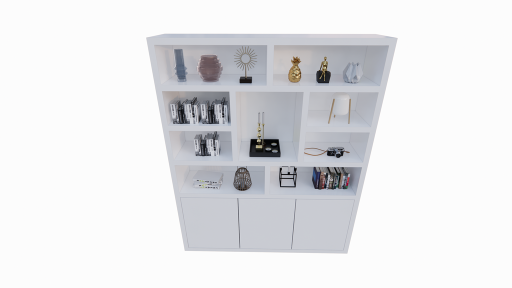 Cinque Regal - 180x40x220H cm - grifflose Push-to-Open-Türen - offene Regale - schlankes Design - 5cm Bodenstärke