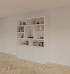 Cinque Regal - 180x40x220H cm - grifflose Push-to-Open-Türen - offene Regale - schlankes Design - 5cm Bodenstärke