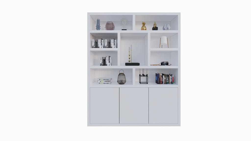 Cinque Regal - 180x40x220H cm - grifflose Push-to-Open-Türen - offene Regale - schlankes Design - 5cm Bodenstärke