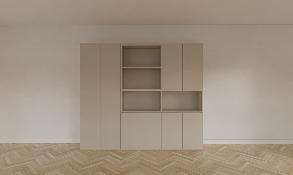 Colima Fächerschrank - 240x40x210H cm - 8 push-to-open Türen - 3cm Fachbodenstärke