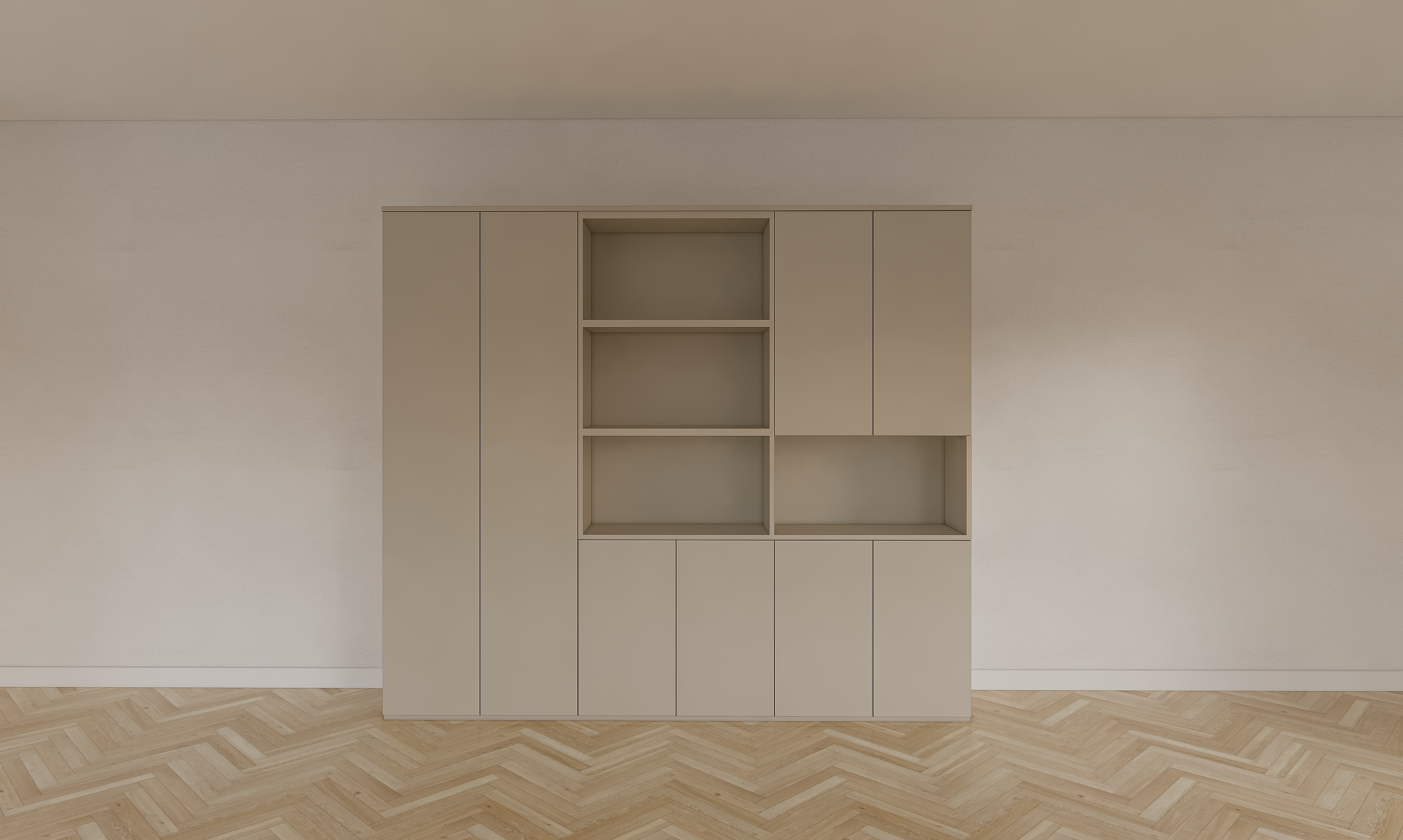 Colima Fächerschrank - 240x40x210H cm - 8 push-to-open Türen - 3cm Fachbodenstärke