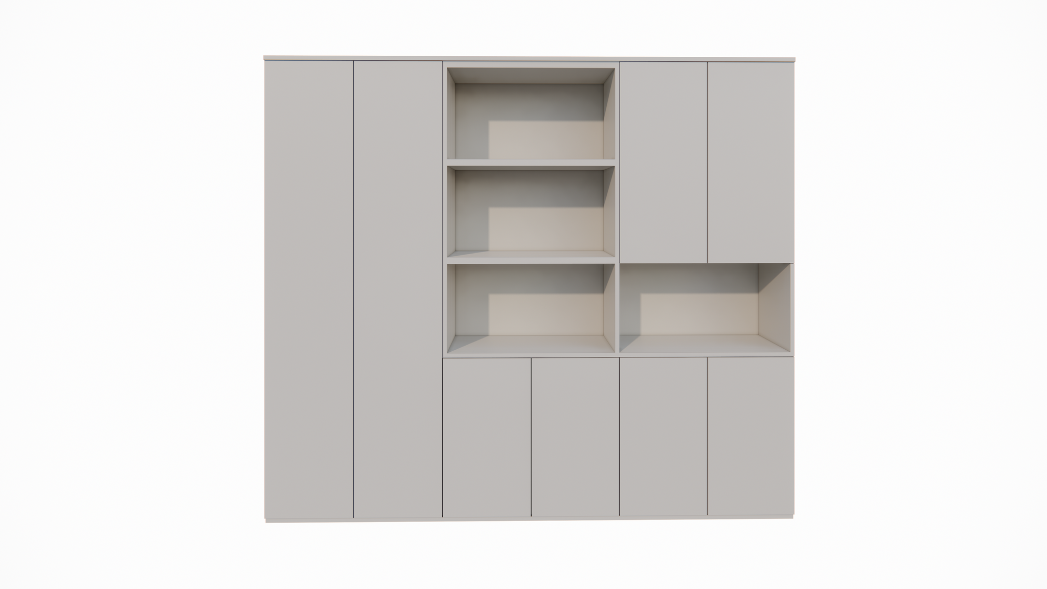 Colima Fächerschrank - 240x40x210H cm - 8 push-to-open Türen - 3cm Fachbodenstärke