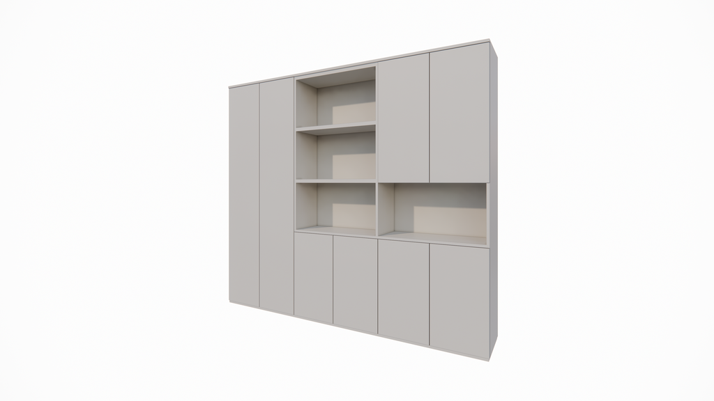 Colima Fächerschrank - 240x40x210H cm - 8 push-to-open Türen - 3cm Fachbodenstärke