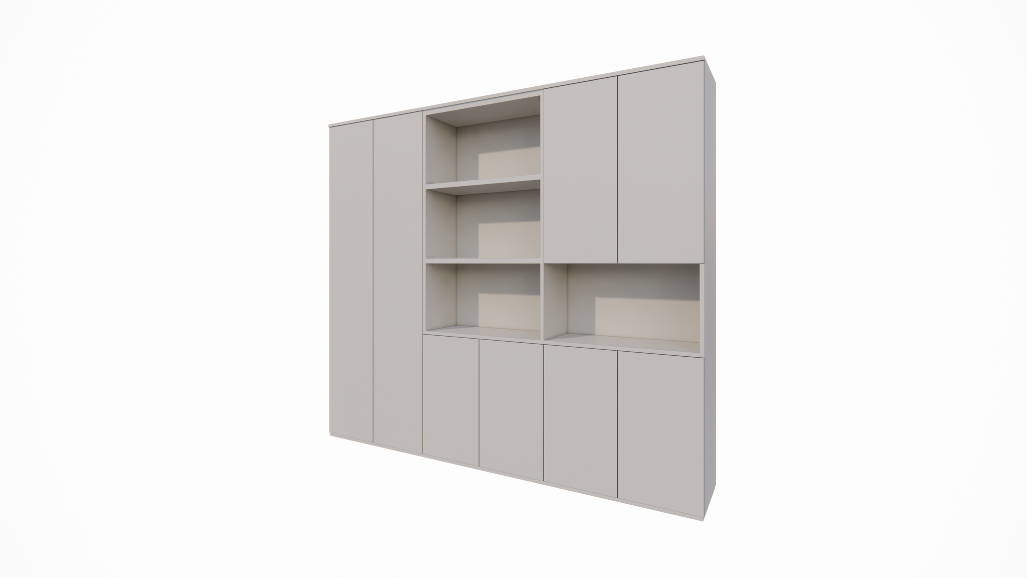 Colima Fächerschrank - 240x40x210H cm - 8 push-to-open Türen - 3cm Fachbodenstärke
