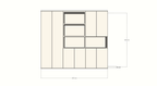 Colima Fächerschrank - 240x40x210H cm - 8 push-to-open Türen - 3cm Fachbodenstärke
