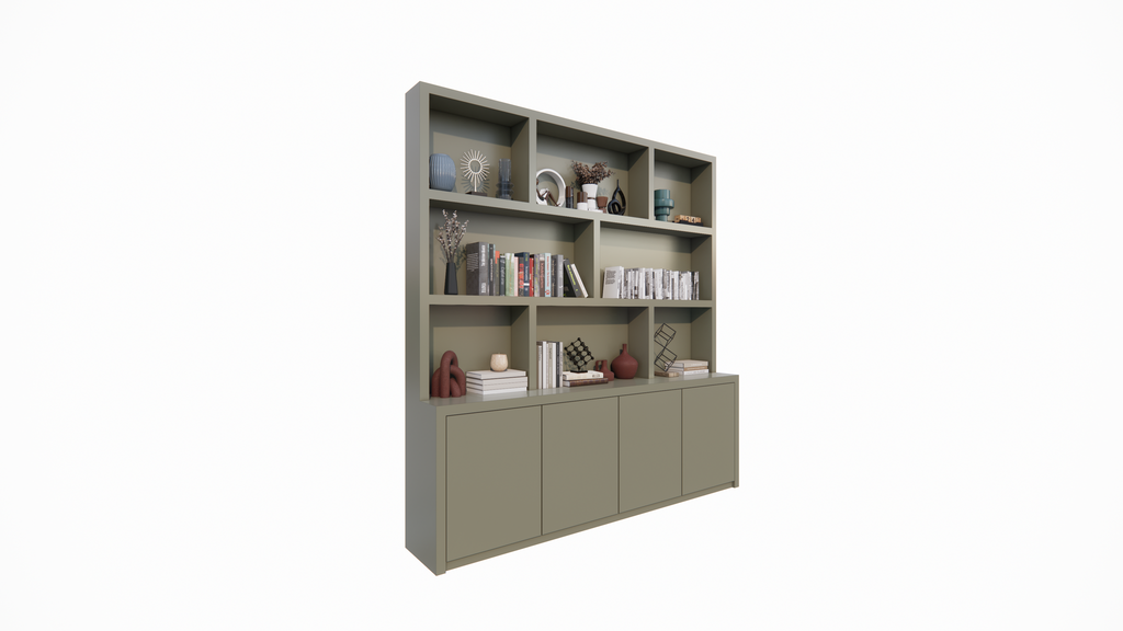 Fächerschrank Korsika - 230x40/20x240H cm - push-to-open Türen - flacher Oberschrank - 5cm Fachbodenstärke