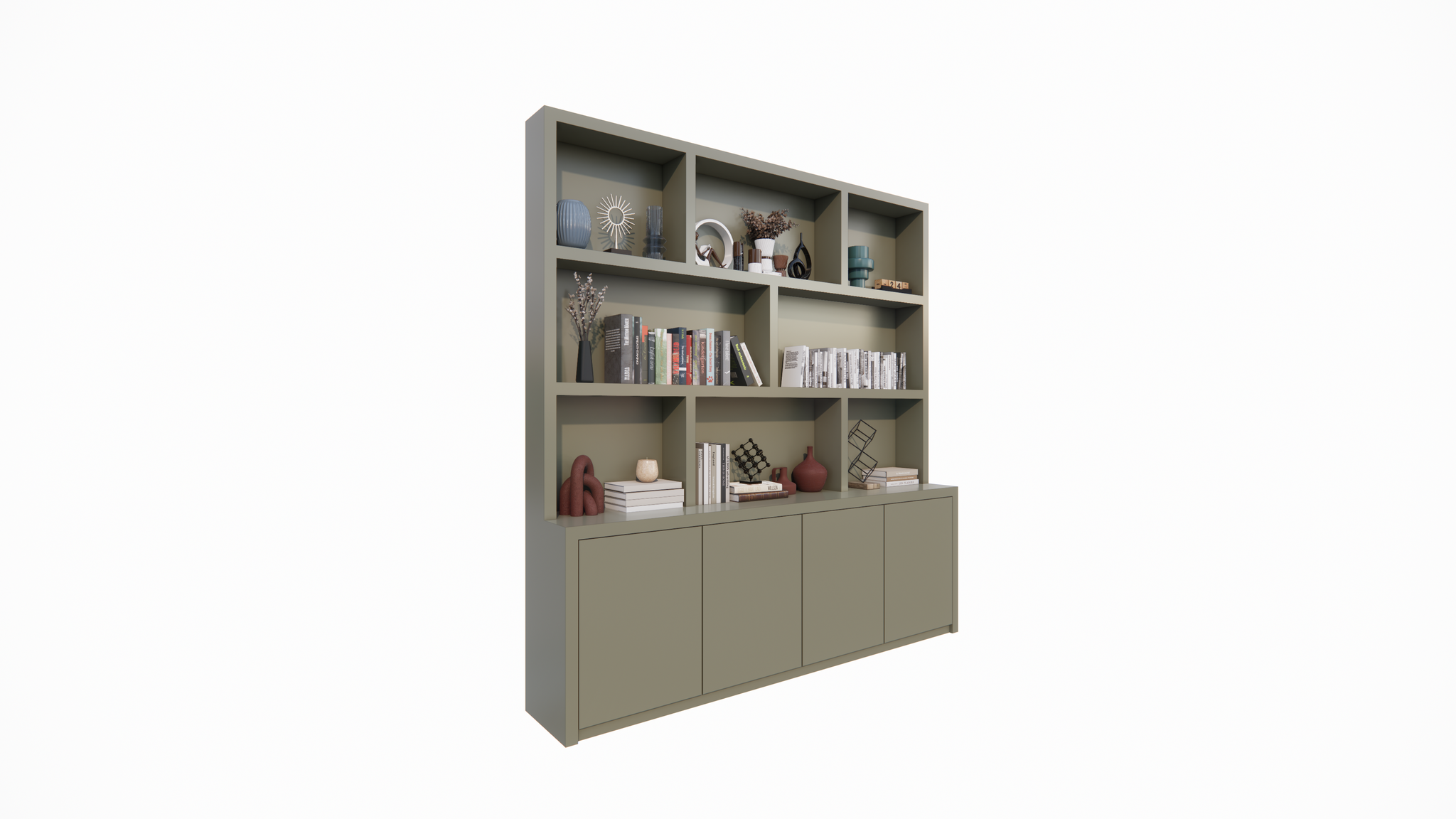 Fächerschrank Korsika - 230x40/20x240H cm - push-to-open Türen - flacher Oberschrank - 5cm Fachbodenstärke