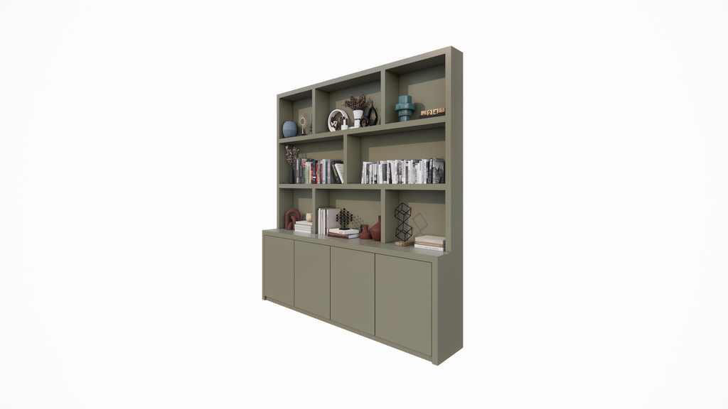 Fächerschrank Korsika - 230x40/20x240H cm - push-to-open Türen - flacher Oberschrank - 5cm Fachbodenstärke