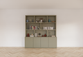 Fächerschrank Korsika - 230x40/20x240H cm - push-to-open Türen - flacher Oberschrank - 5cm Fachbodenstärke