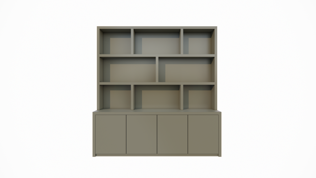 Fächerschrank Korsika - 230x40/20x240H cm - push-to-open Türen - flacher Oberschrank - 5cm Fachbodenstärke