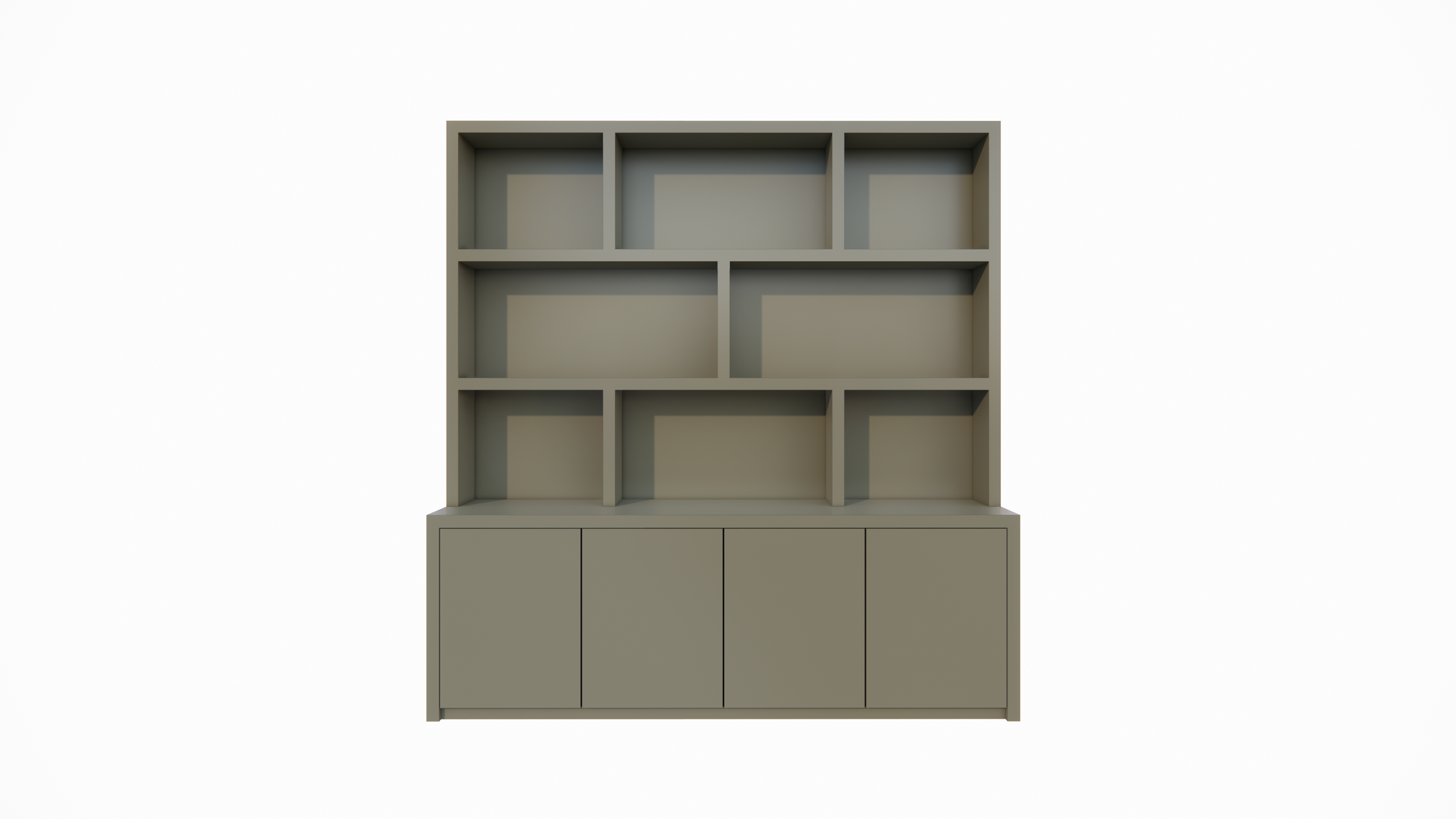 Fächerschrank Korsika - 230x40/20x240H cm - push-to-open Türen - flacher Oberschrank - 5cm Fachbodenstärke