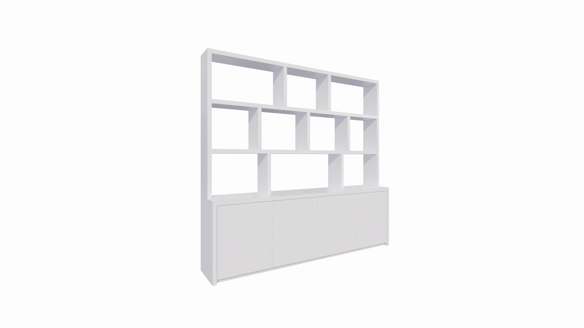 Fächerschrank Corsica - 280x20/40x240H cm - 5cm Fachbodenstärke - push-to-open Türen - offene Fächer - ohne Rückwand - schlichte Ausführung